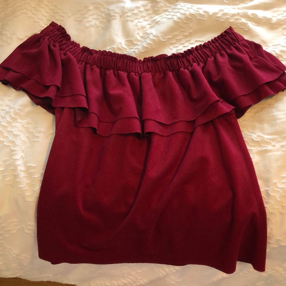 Young fabulous & broke off the shoulder suede top